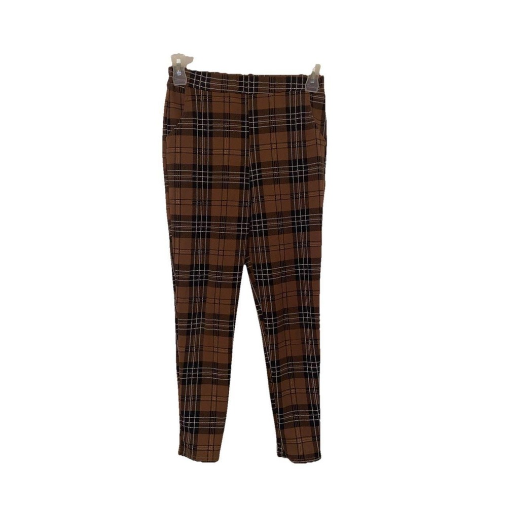 Pretty Little Thing Pants Women Women Plaid Brown Pockets Size 8